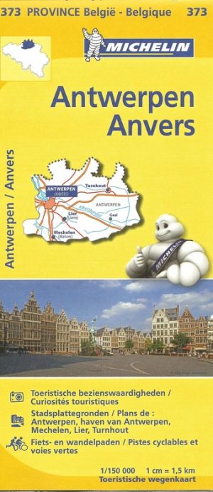Michelin wegenkaart 373 provincie Antwerpen 1:150.000 9782067185302  Michelin België / provincies 1:150d.  Landkaarten en wegenkaarten Antwerpen & oostelijk Vlaanderen