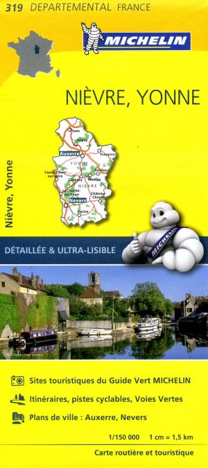 319  Nièvre, Yonne | Michelin wegenkaart 1:150.000 9782067202214  Michelin Local / Departementskaarten  Landkaarten en wegenkaarten Bourgogne