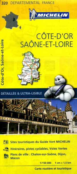 320 Côte-d Or, Saône-et-Loire | Michelin wegenkaart 1:150.000 9782067202221  Michelin Local / Departementskaarten  Landkaarten en wegenkaarten Bourgogne