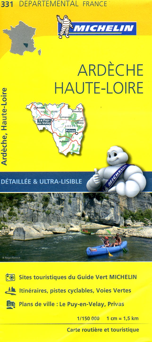 331  Ardèche, Haute-Loire | Michelin wegenkaart 1:150.0000 9782067202337  Michelin Local / Departementskaarten  Landkaarten en wegenkaarten Ardèche, Drôme, Auvergne
