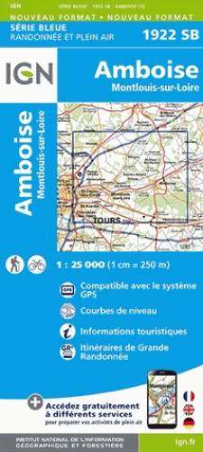 SB-1922 Amboise, Montlouis-sur-Loire | wandelkaart 1:25.000 9782758534037  IGN IGN 25 Loire & Centre  Wandelkaarten Loire & Centre
