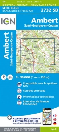 SB-2732  Ambert, St-Georges-en-Couzan | wandelkaart 1:25.000 9782758539643  IGN IGN 25 Auvergne  Wandelkaarten Auvergne