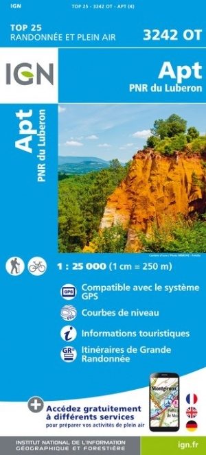 wandelkaart 3242OT Apt,, PNR du Luberon 1:25.000 9782758541820  IGN IGN 25 Provence  Wandelkaarten Provence, Marseille, Camargue