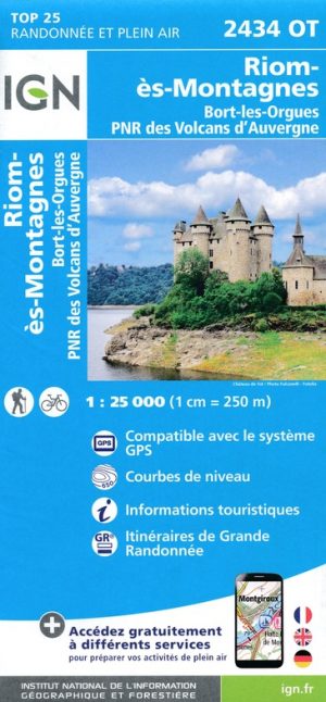 wandelkaart 2434OT Riom-ès-Montagnes 1:25.000 9782758544586  IGN IGN 25 Auvergne  Wandelkaarten Auvergne