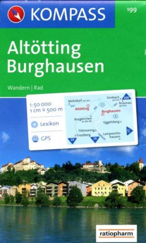 Kompass wandelkaart KP-199  Altötting, Burghausen 9783850260381  Kompass Wandelkaarten Kompass Oberbayern  Wandelkaarten Beierse Alpen