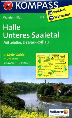 Kompass wandelkaart KP-458  Halle, Unteres Saaletal, Mittelelbe ... | 9783850263467  Kompass Wandelkaarten Kompass Brandenburg / S.Anhalt  Wandelkaarten Brandenburg & Sachsen-Anhalt