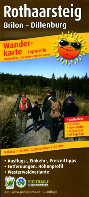 Rothaarsteig, wandelkaart 1:25.000 9783899204384  Publicpress Wandelkaarten - mit der Sonne  Meerdaagse wandelroutes, Wandelkaarten Sauerland