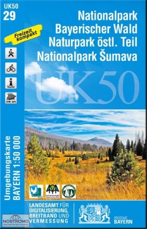 UK50-29  N.P. Bayerischer Wald/ Östlicher Teil 9783899336375  LVA Bayern UmgebungsKarte 1:50.000  Wandelkaarten Beierse Woud, Regensburg, Passau