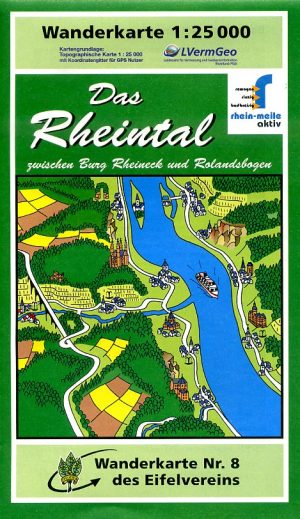 wandelkaart EV-08  Das Rheintal 1:25.000 9783921805992  Eifelverein Wandelkaarten Eifel  Wandelkaarten, Wijnreisgidsen Mittelrhein, Lahn, Westerwald