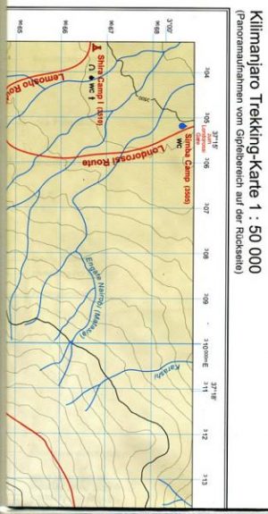 Kilimanjaro - Trekking Karte 1:50.000 * 9783922396345  Brigitte Rotter Verlag   Afgeprijsd, Wandelkaarten Tanzania, Zanzibar