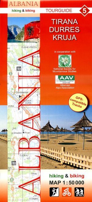 HA-05  Tirana Durrës Kruja | wandelkaart 9783943752113  Huber Verlag Albanië 1:50.000  Wandelkaarten Albanië