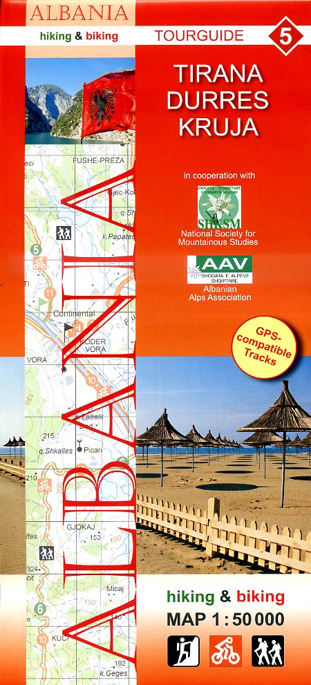 HA-05  Tirana Durrës Kruja | wandelkaart 9783943752113  Huber Verlag Albanië 1:50.000  Wandelkaarten Albanië