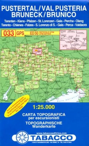 TAB-033 Brunico/Bruneck Pustertal | Tabacco wandelkaart 9788883150333  Tabacco Tabacco 1:25.000  Wandelkaarten Zuid-Tirol, Dolomieten