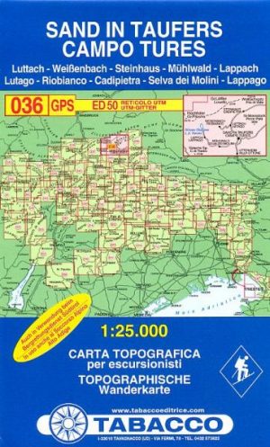 TAB-036  Sand im Taufers | Tabacco wandelkaart 9788883150364  Tabacco Tabacco 1:25.000  Wandelkaarten Zuid-Tirol, Dolomieten