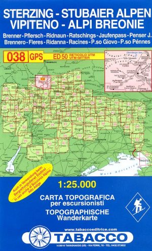 TAB-038  Vipiteno, Alpi Breonie | Tabacco wandelkaart 9788883150388  Tabacco Tabacco 1:25.000  Wandelkaarten Zuid-Tirol, Dolomieten