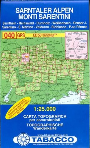 TAB-040  Sarntaler Alpen  | Tabacco wandelkaart 9788883150548  Tabacco Tabacco 1:25.000  Wandelkaarten Zuid-Tirol, Dolomieten