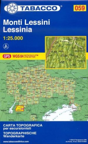 TAB-059 Monti Lessini | Tabacco wandelkaart 9788883150999  Tabacco Tabacco 1:25.000  Wandelkaarten Gardameer