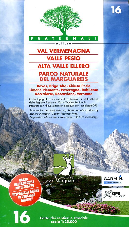 FRA-16  Vermenagna. Valle Pesio, Alta Valle Ellero | wandelkaart 1:25.000 9788897465140  Fraternali Editore Fraternali 1:25.000  Wandelkaarten Turijn, Piemonte