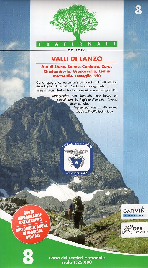 FRA-08 Valli di Lanzo | wandelkaart 1:25.000 9788897465195  Fraternali Editore Fraternali 1:25.000  Wandelkaarten Turijn, Piemonte