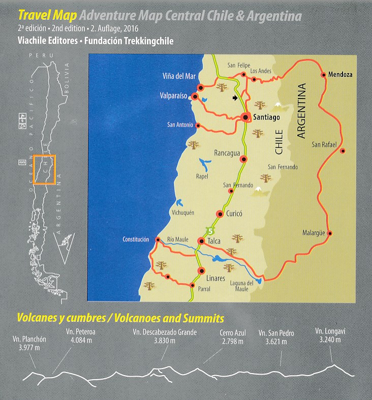 Adventure map Central Chile & Argentina 1:500.000 9789568925369 Viachile Editores Trekking Maps Landkaarten en wegenkaarten Argentinië, Chili Adventure map Central Chile & Argentina 1:500.000 9789568925369 Viachile Editores Trekking Maps Landkaarten en wegenkaarten Argentinië, Chili