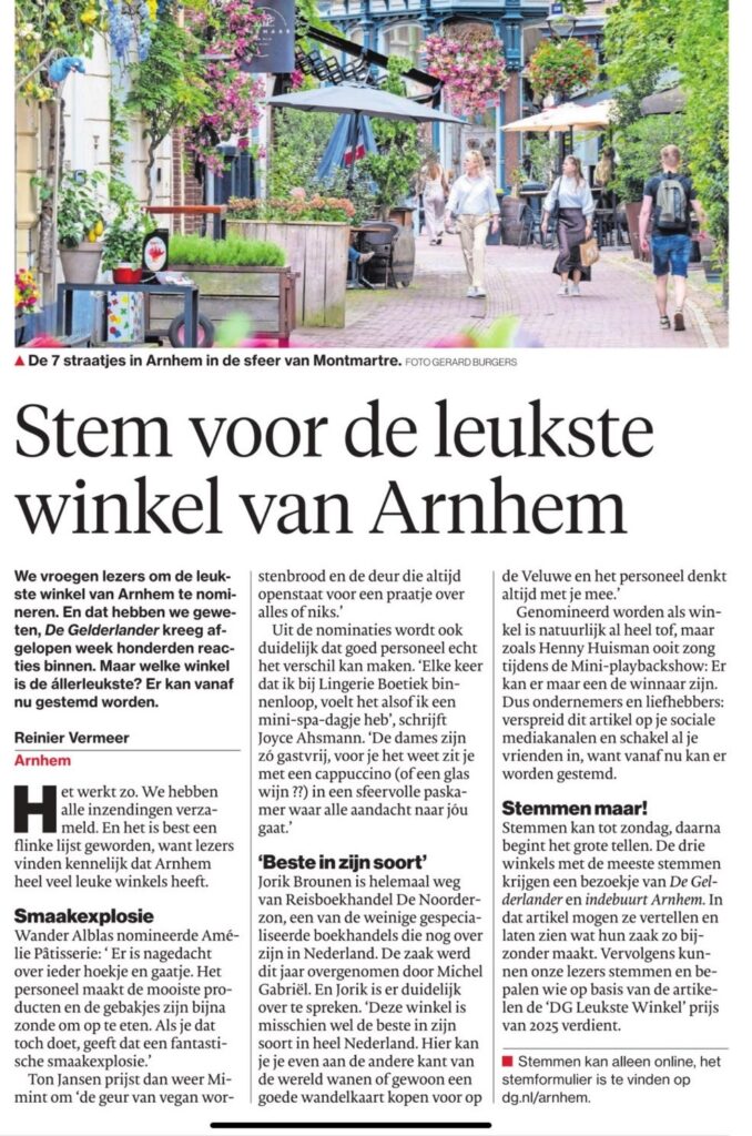 De Noorderzon is genomineerd voor de leukste winkel van Arnhem