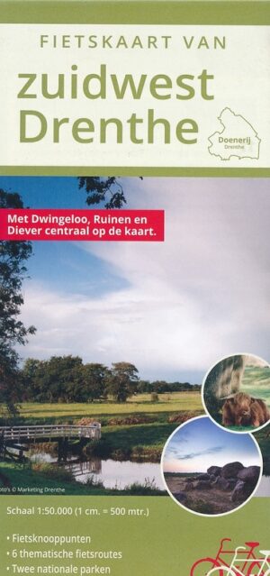 Fietskaart zuidwest Drenthe 1:50.000 | DrentheKaarten 9789083288314 DrentheKaarten DrentheKaarten   Fietsgidsen Drenthe